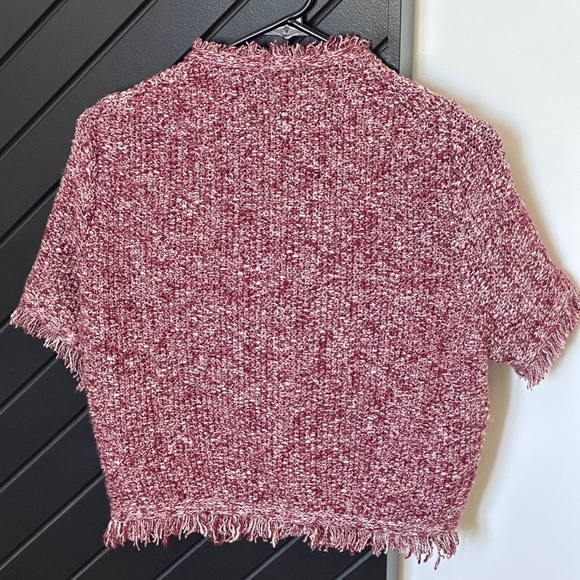 JCrew Cropped fringe-trim lady jacket in merlot. Size XS.  Excellent condition! - Picture 7 of 7